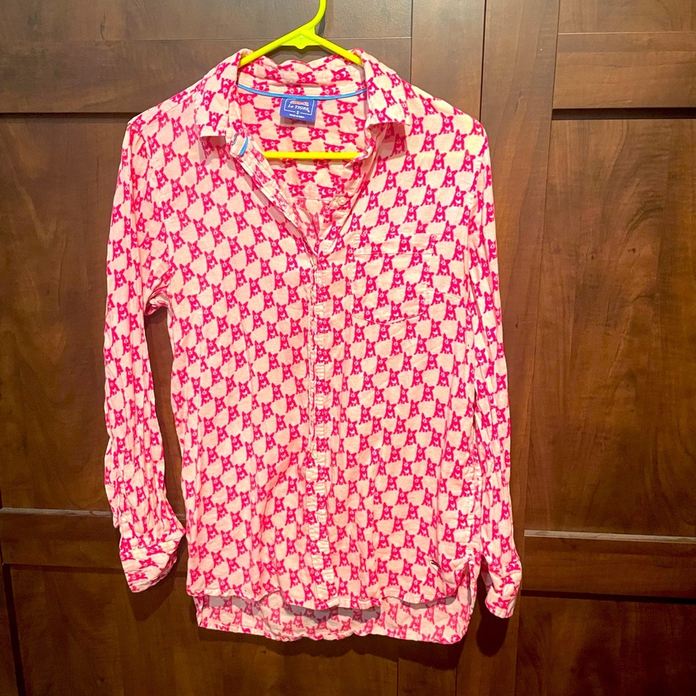 Le Tigre Boston terrier detail button up shirt